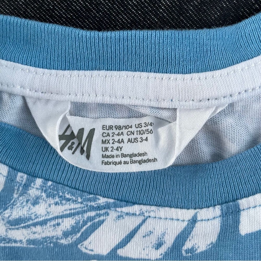 H&M Blue Tropical Leaf Kids T-Shirt - Picture 2 of 3